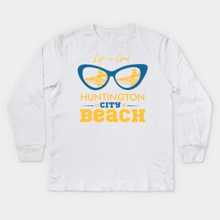 Huntington City Beach - Vibrant Coastal Kids Long Sleeve T-Shirt